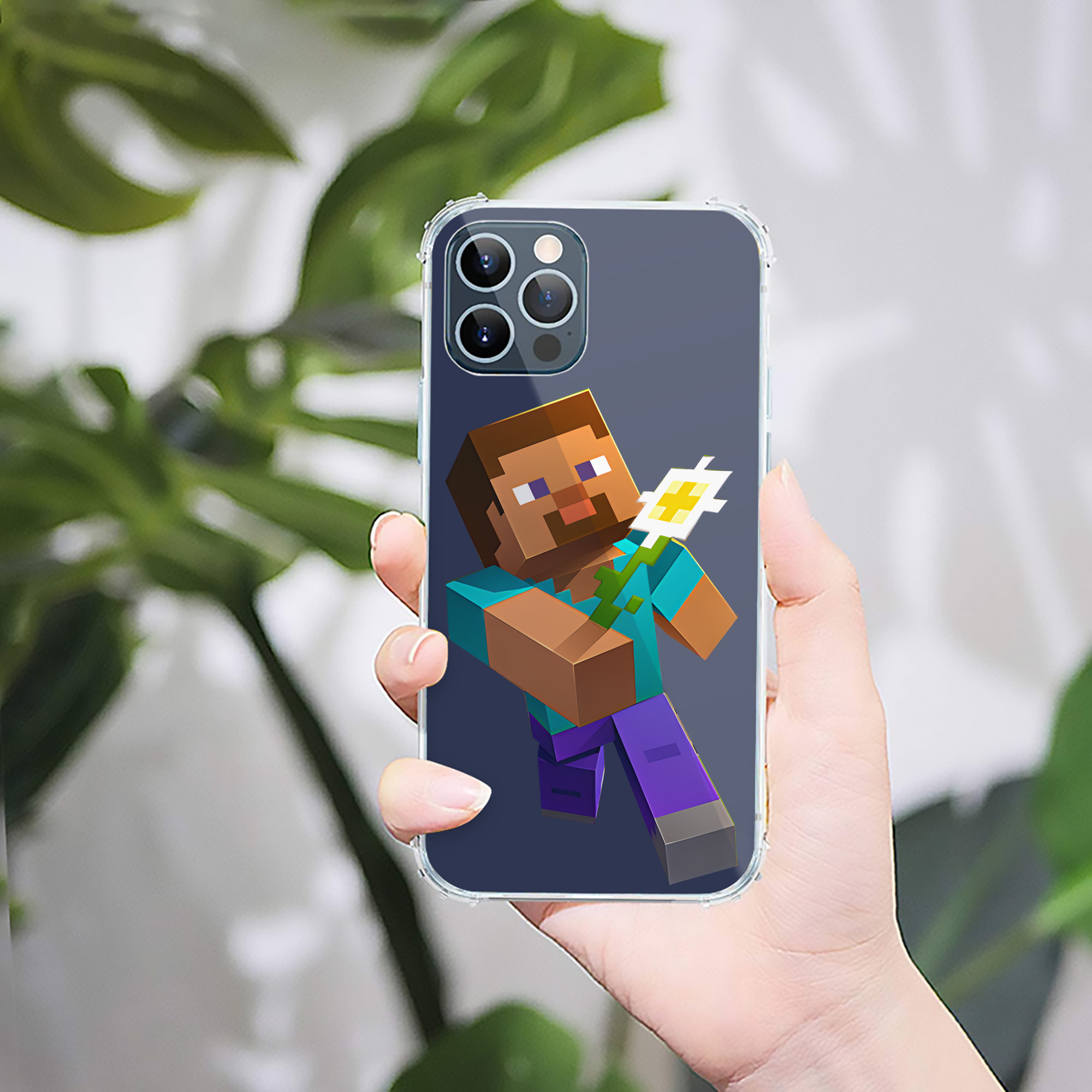 （画像用） マインクラフト ブロックの世界 Minecraft MC Block world 【iPhone 12シリーズ対応】透明スマホケース（クリアソフトケース）